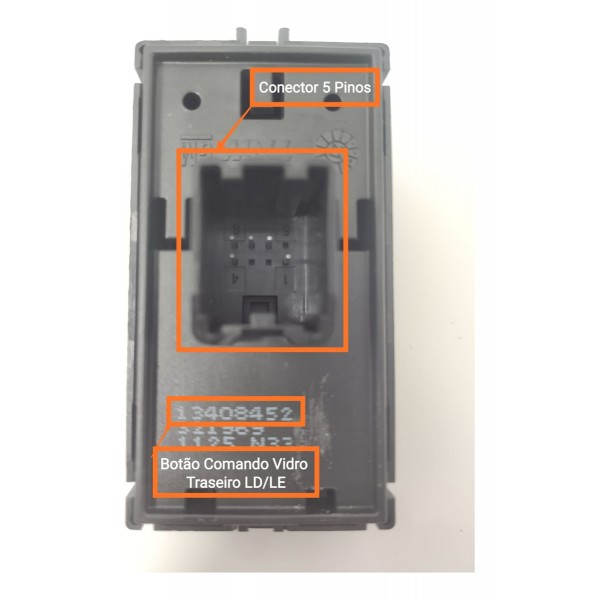Botao Vidro Cruze 2017/2023 Traseiro Dir/esq 13408452