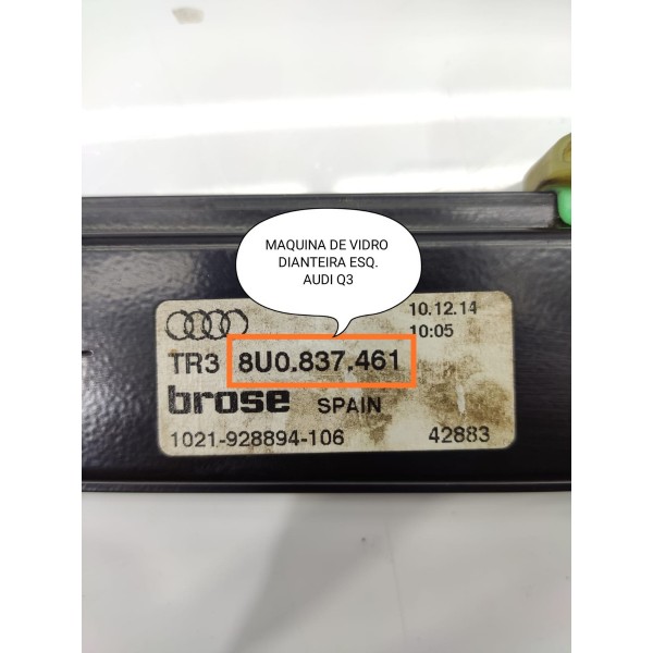 Maquina Vidro Dianteira Esquerda Audi Q3 2013/2018 8u0837461