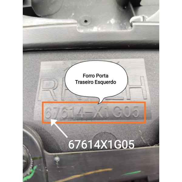 Forro Porta Corolla Traseiro Esquerdo 2020/2024 67614x1g05 Cinza