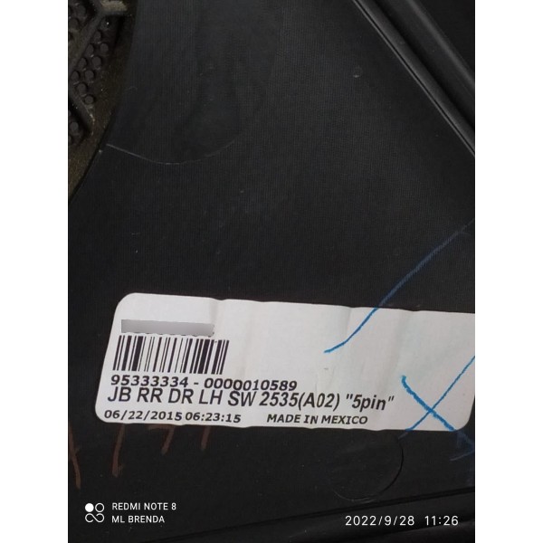 Forro Porta Tracker Traseiro Esquerdo 2014 2015 2016 Cinza