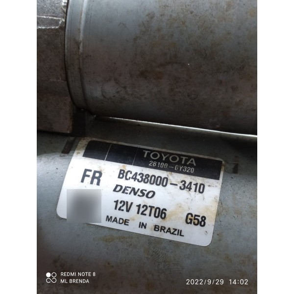 Motor Arranque Partida Toyota Etios 1.3 2016 Bc43800