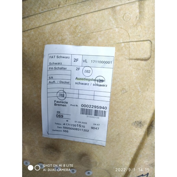 Forro Porta Mercedes Slk200 350 Esquerdo 2005/11 A1717201570 Cinza