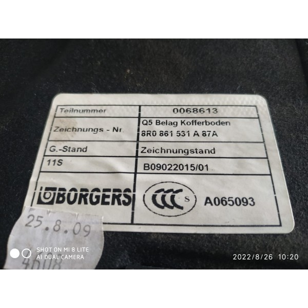 Fundo Porta Mala Audi Q5 2009/2016 8r0861531