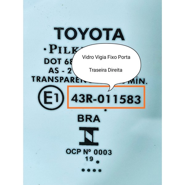 Vigia Porta Corolla Traseiro Direito Fixo 2019/2024