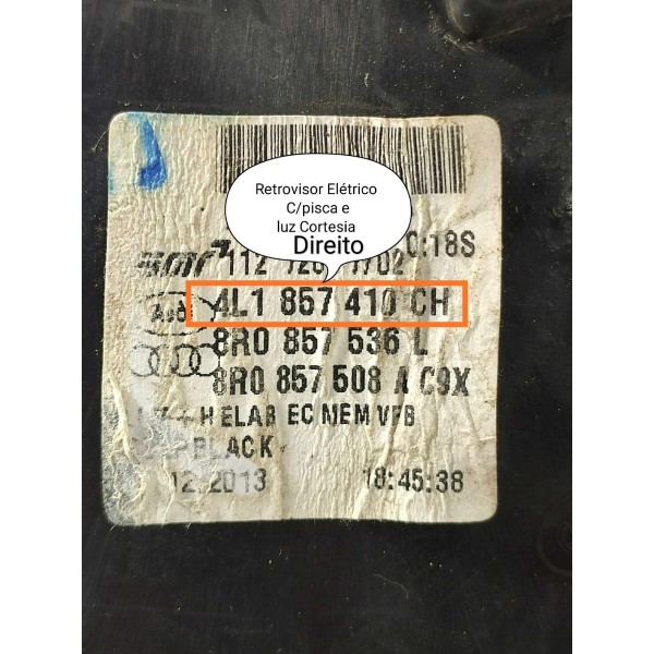 Retrovisor Audi Q7 Direito 2007/2015 4l1857410ch