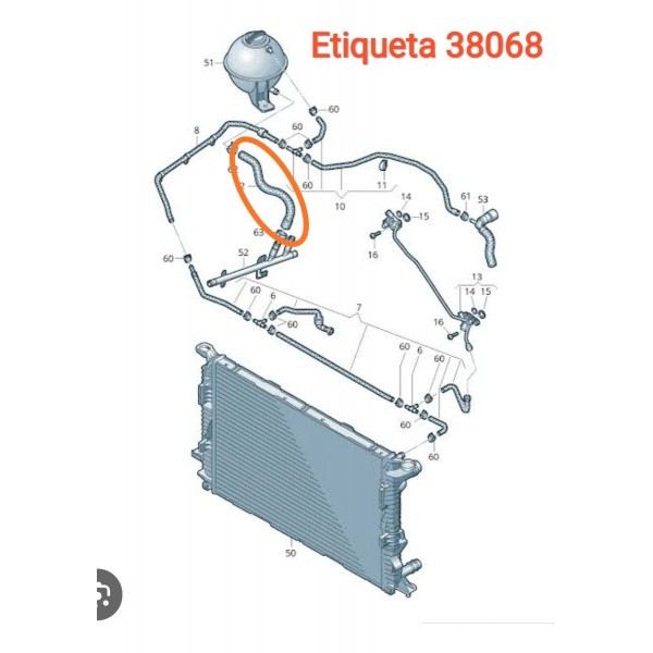Mangueira Reservatorio Agua Amarok V6 2017 2023 2h6121109j