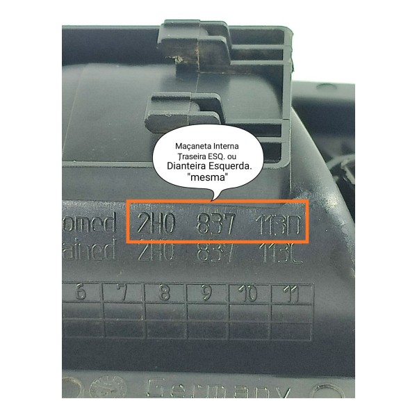 Macaneta Interna Amarok Esq Tras/diant 2010/2023 2h0837113d Preto Dianteira/traseira