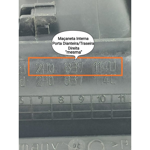 Macaneta Interna Amarok Direita 2010 2018 2023 2h0837114d