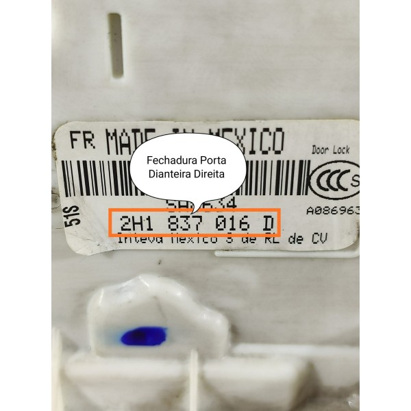 Fechadura Amarok Dianteira Direita 2010/2023 2h1837016d