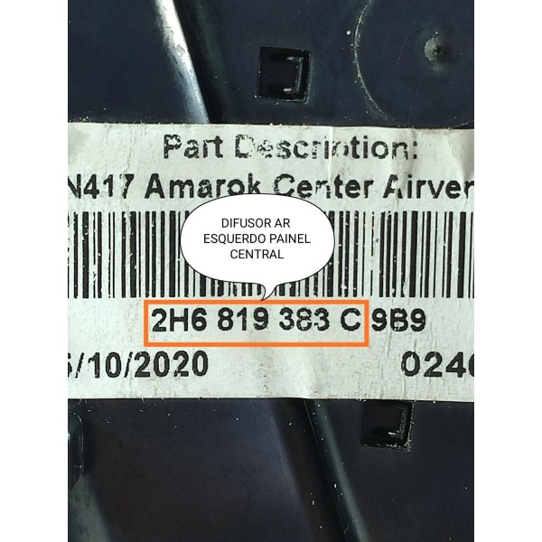 Difusor Ar Painel Amarok Central Esquer 2017/2023 2h6819383c