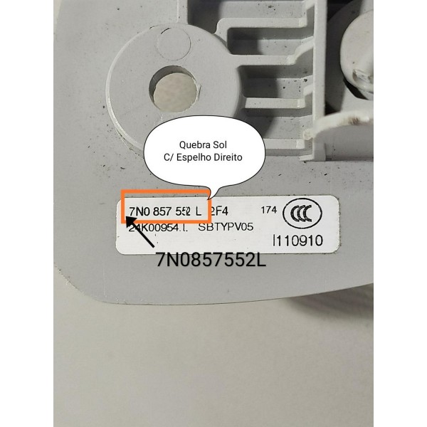 Quebra Sol Amarok Direito 2017/2023 7n0857552l