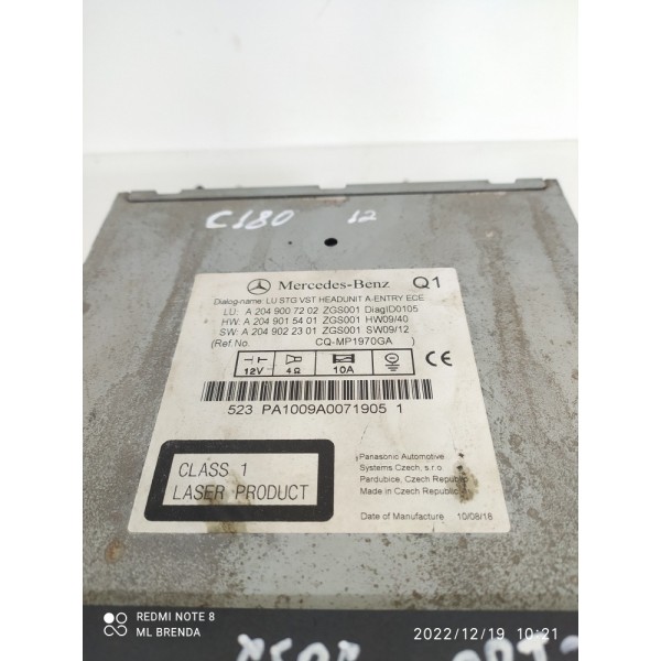 Rádio Cd Mercedes C180 C200 2007 2011 A2049007202