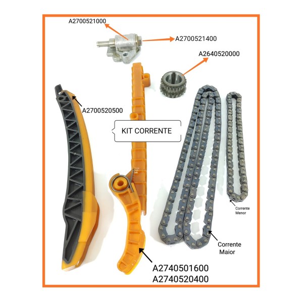 Kit Corrente Comando Guias Mercedes Gla200 Cla A200 2019 Laranja-claro