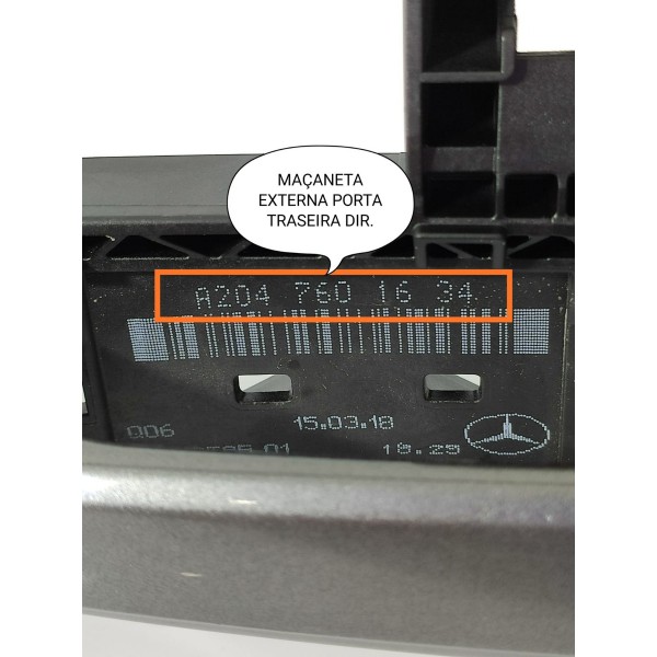 Macaneta Externa Mercedes Gla200 2019 Trasei Dir A2047601634 Prateado Traseira
