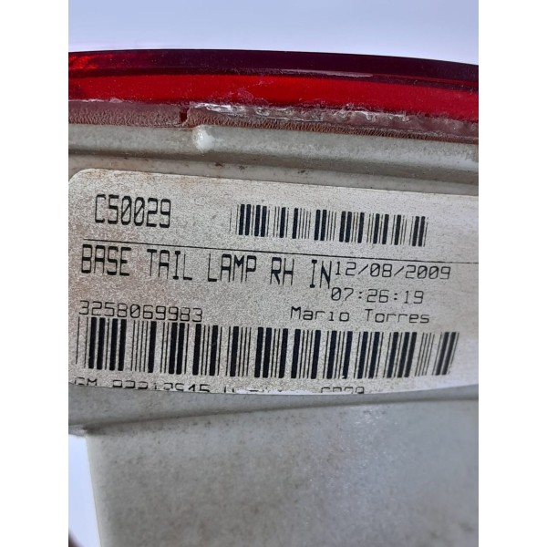 Lanterna Camaro Direita Interna 2010/2013 92212645 Direito/passageiro Vermelho