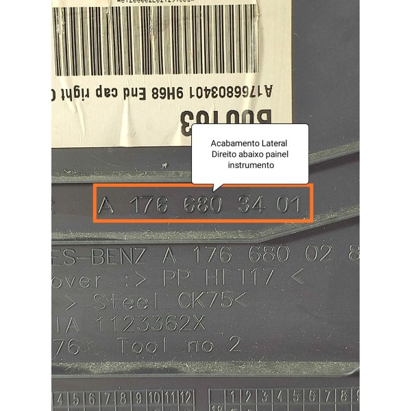 Acabamento Lateral Painel Mercedes Gla 200 Dir A1766803401