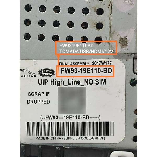 Modulo Usb Evoque Hdmi 2011 2012/2020 Fw9319e110bd