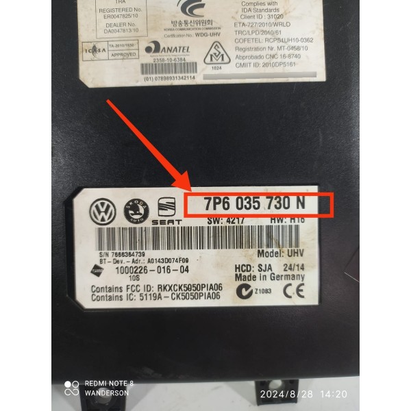 Modulo Bluetooth Amarok 2017/2024 7p6035730n