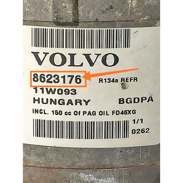 Compressor Ar Volvo Xc60 T5 S60 V60 2010/2016 8623176