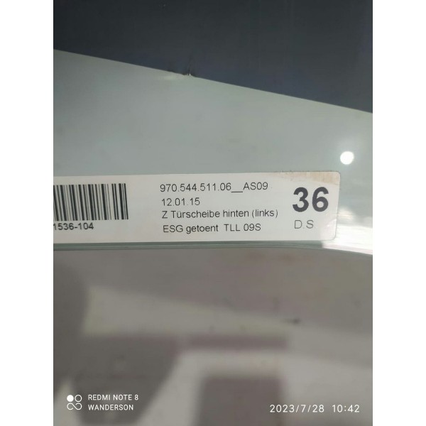 Vidro Porta Panamera Traseiro Esquerdo 2010/2019 97054451106