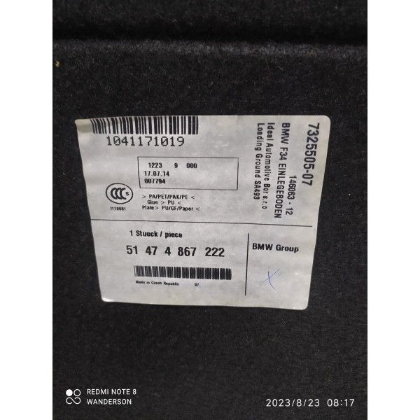 Tampao Fundo Assoalho Porta Mala Bmw 328gt 732550507