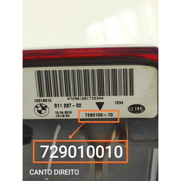 Lanterna Bmw X5 Direita Led 2014 2015 2016/2018 729010010 Direito/passageiro Vermelho