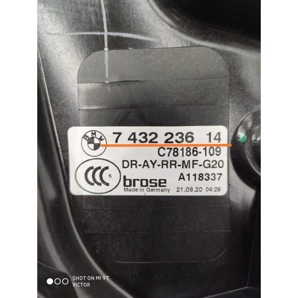 Maquina Vdro Traseira Direita Bmw 320 330 2019/20257432236