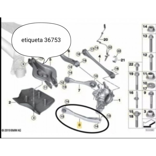 Bandeja Bmw 320 330i Traseira Dir/esq 2019/2025 6886448