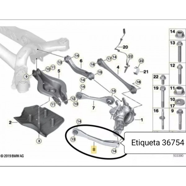 Braco Tirante Bmw 320 330 Traseiro Curvo 2019/2025 6878639