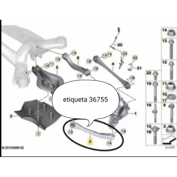 Braco Tirante Bmw 320 330 Traseiro Curvo 2019/2025 6878639