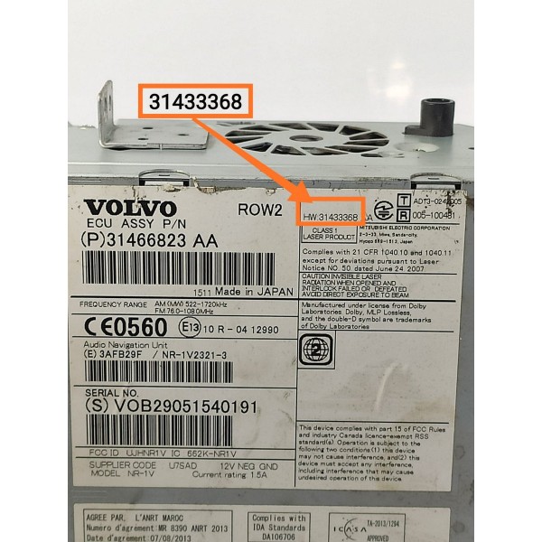 Radio Som Toca Cd Volvo V60 S60 Xc60 2011/2018 31433368