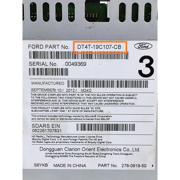Central Toca Cd Ford Edge 2010/2014 Dt4t19c107cb