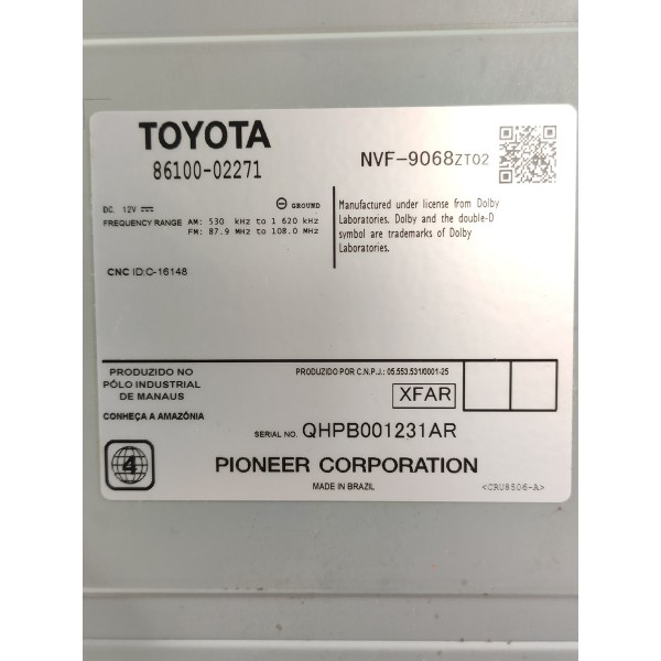 Multimidia Toyota Corolla 2015/2018 Original