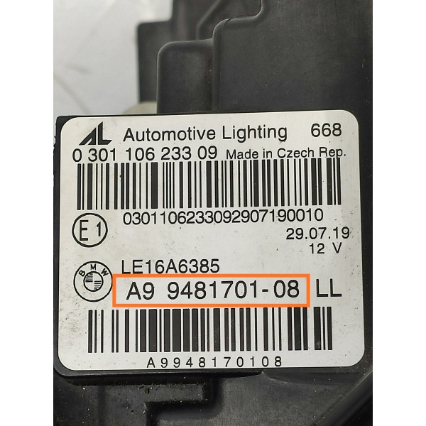 Farol Bmw 320i 330i G20 Esquerdo 2019/2022 Compl A9948170108 Esquerdo/motorista
