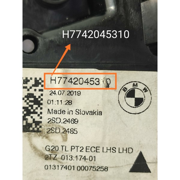 Lanterna Bmw 320i 330i G20 Esquerda 2019/2025 H7742045310 Esquerdo/motorista Branco