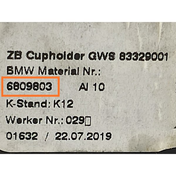 Porta Copos Console Bmw 320 330 G20 2019/2025 6809803 Preto