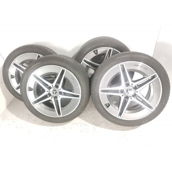 Jogo Rodas Pneus Mercedes Benz C200 Aro18 Amg 2022/2025 Det Prateado