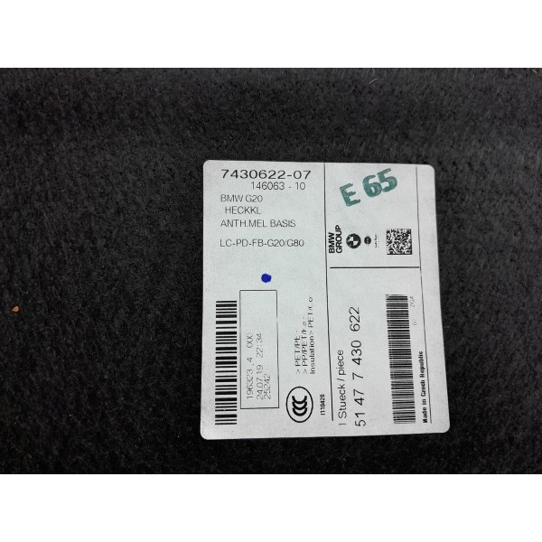 Forro Tampa Traseira Bmw 320i G20 2019/2025