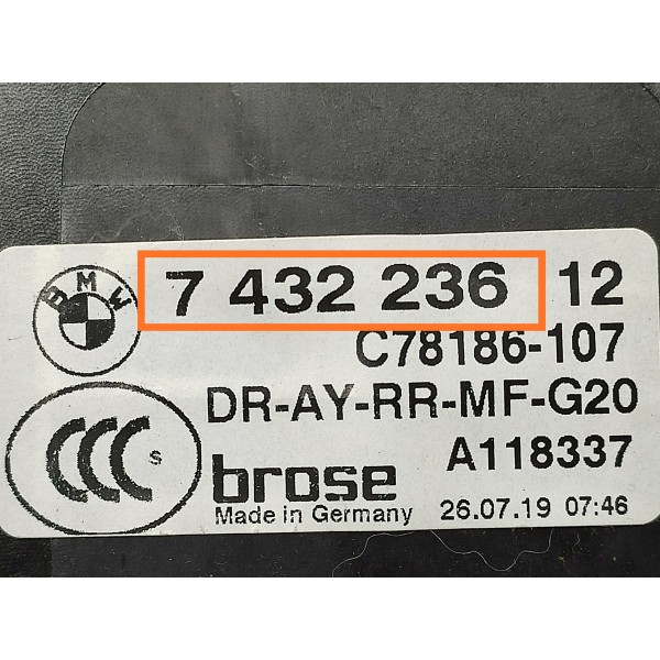 Maquina Vidro Bmw 320 330 Traseira Direita 2019/2025 7432236