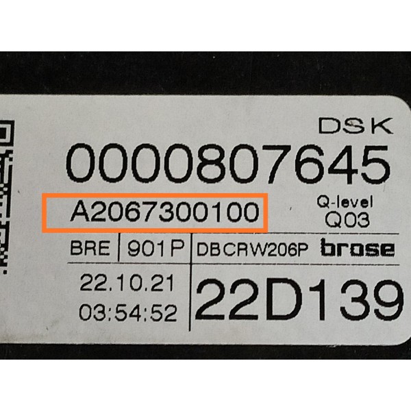 Maquina Vidro Mercedes C300 Tras Esq 2022/2025 A2067300100