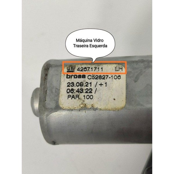 Maquina Vidro Cruze 2017/2023 Traseira Esquerda 43671711