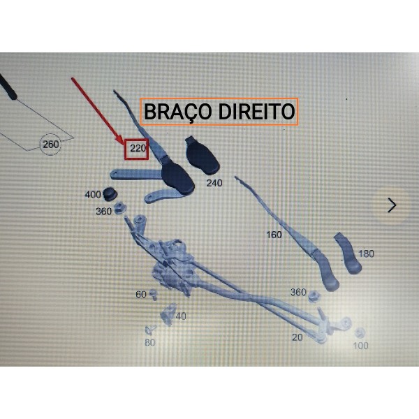 Braco Limpador Mercedes C300 Direito 22/25 A2068201100 Direito