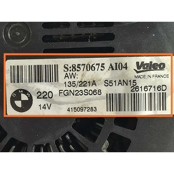 Alternador Bmw X5 Diesel 2014 2015 2016 2017/2019 8570675