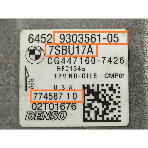 Compressor Ar Bmw X5 Diesel 2014/2019 77458710