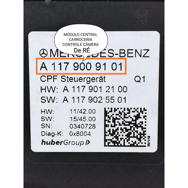Modulo Carroceria Mercedes Gla200 A200 250 15/20 A1179009101 Preto