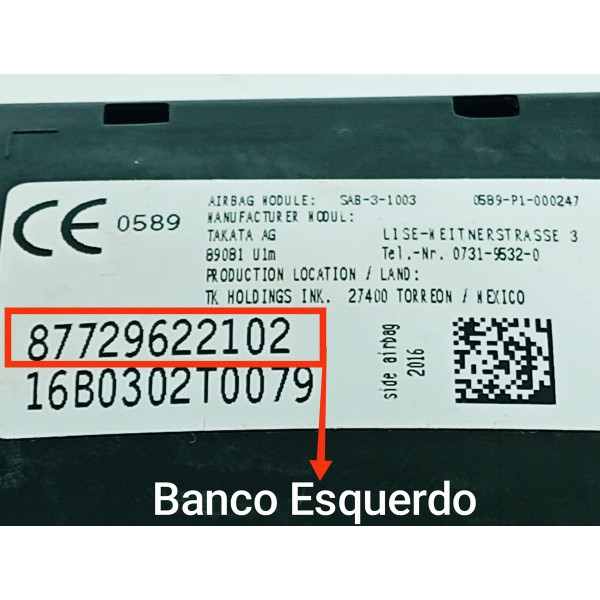 Bolsa Banco Esquerdo Bmw X5 X6 2014 2015/2018 87729622102 Preto