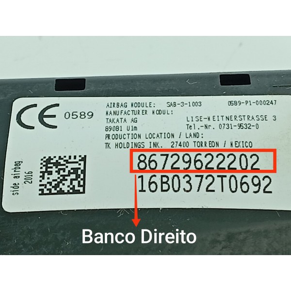 Bolsa Banco Direito Bmw X5 X6 2014/2018 86729622202 Preto