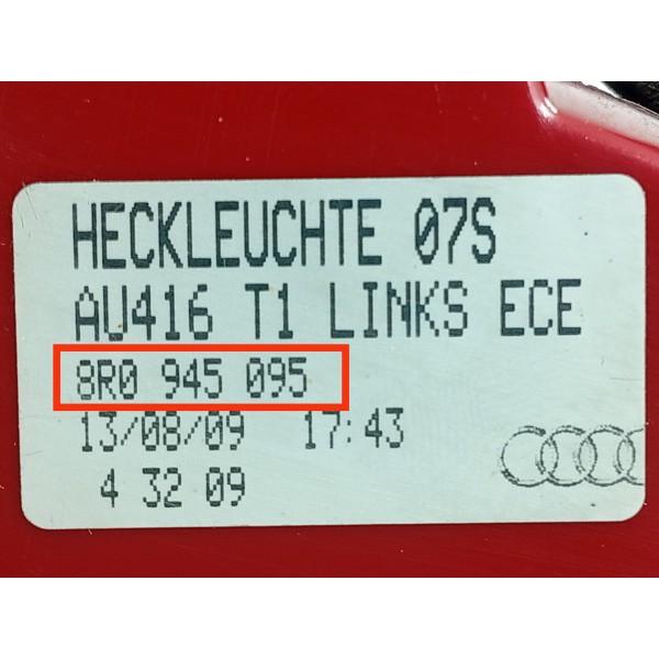 Lanterna Parachoque Audi Q5 Esquerda 2009/2015 Det 8r0945095 Esquerdo/motorista Vermelho