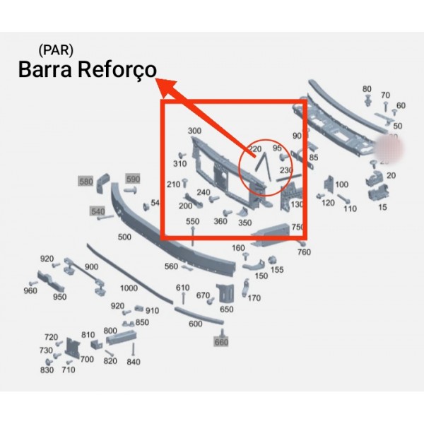 Barra Reforco Painel Frontal Mercedes C200 C300 2022/2025