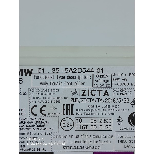 Modulo Bsi Bmw 320 330 20 G21 Centra 2019/2023 61355a2d54401